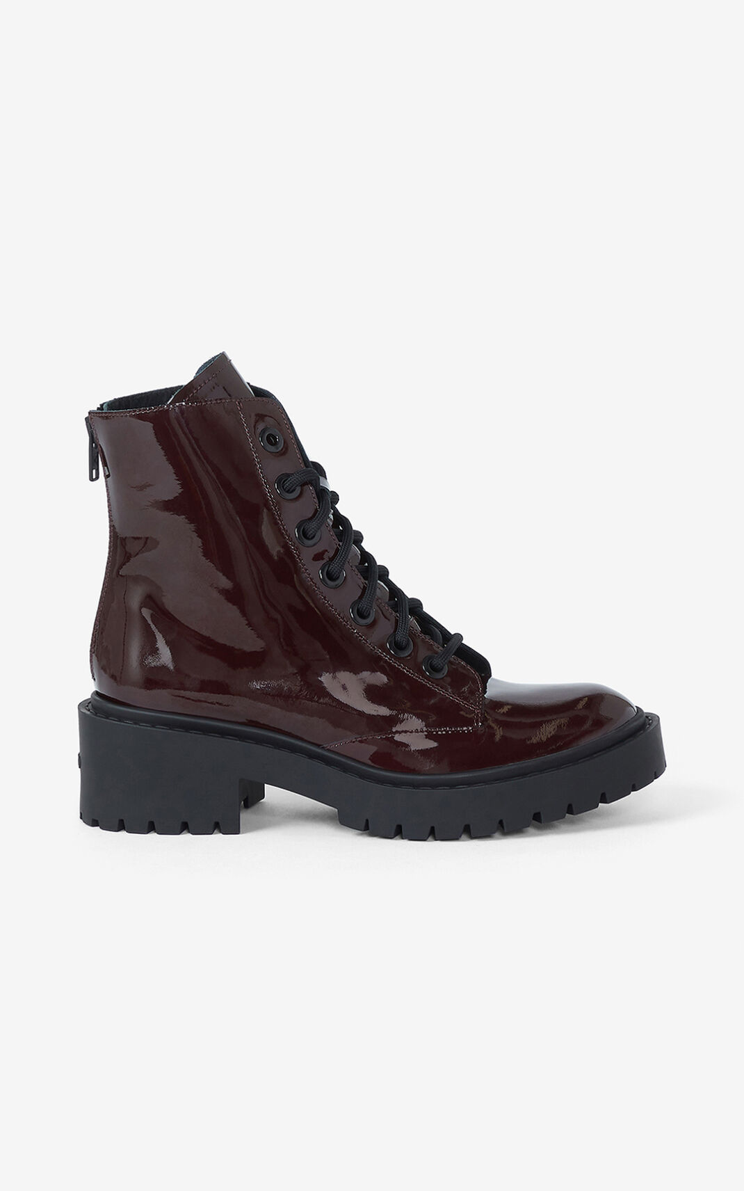 Bottes Kenzo Femme Pike lace up Cuir ankle Bordeaux NTMCB-4258